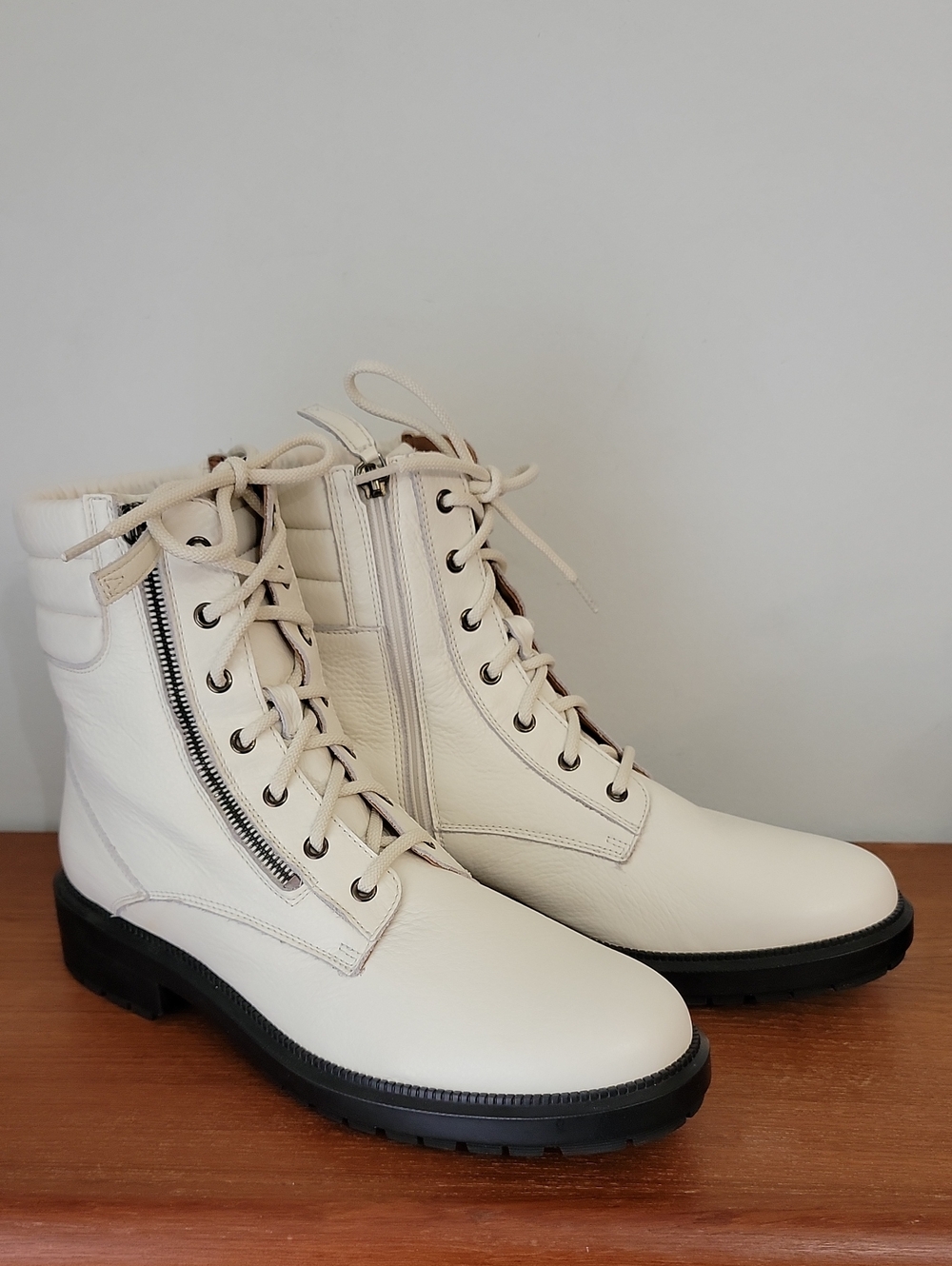 Aquatalia Water Resistant Leather Laila Combat Boots sz11